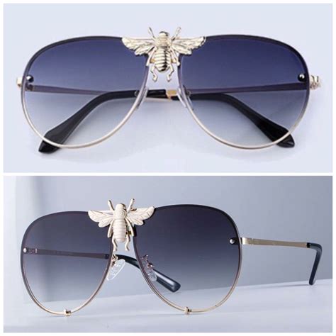 gucci sunglasses with bees on the side|Gucci unisex aviator sunglasses.